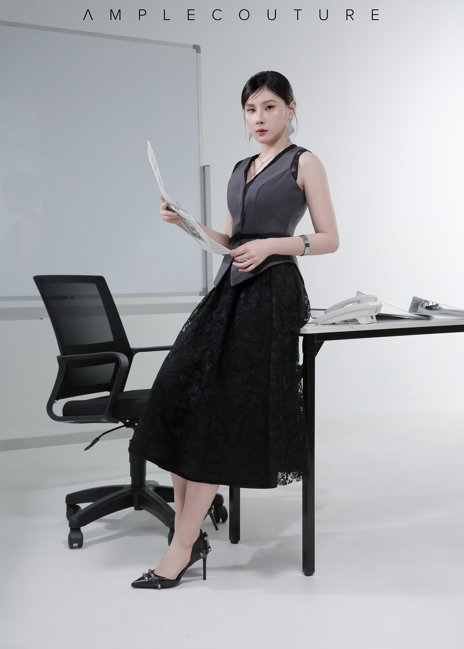 Floral Lace Midi Skirt AC255