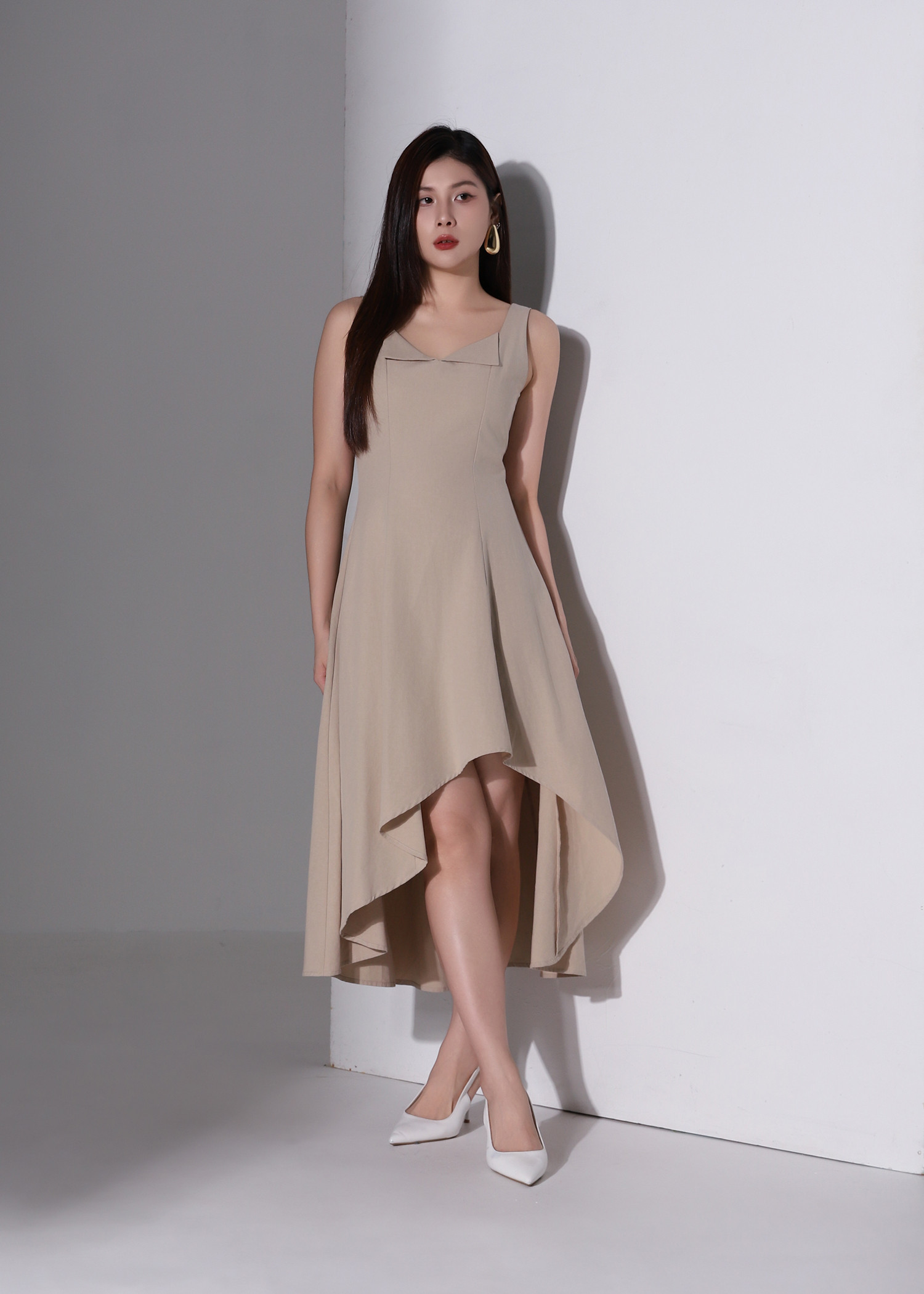 Fold Collar Midi Dress AC258