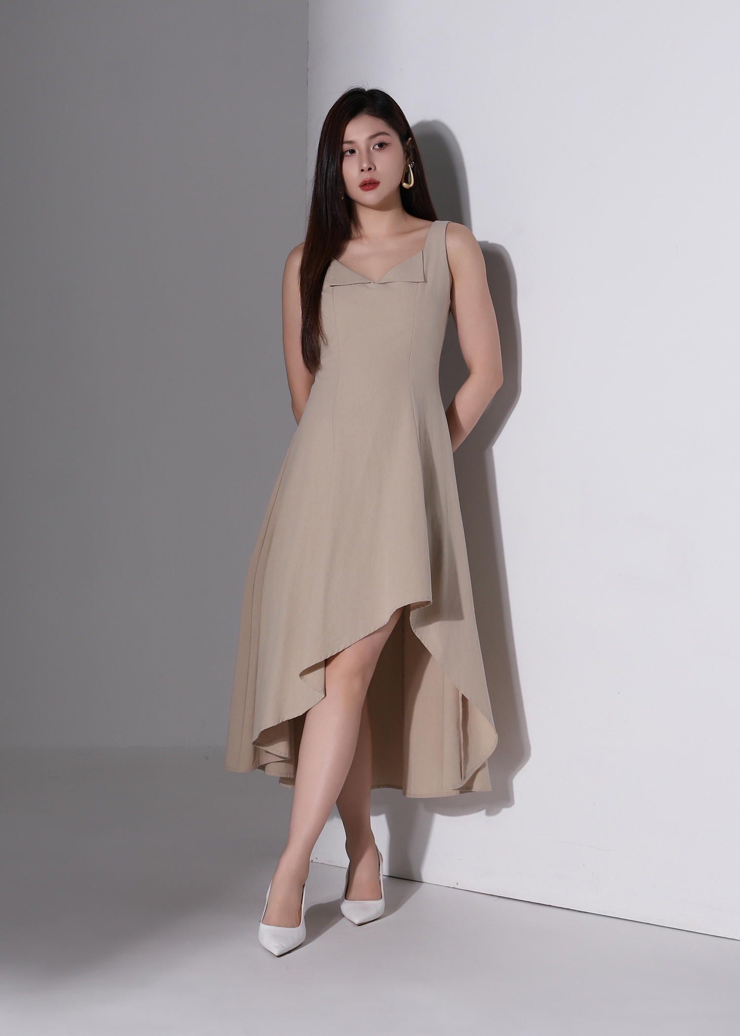 Fold Collar Midi Dress AC258