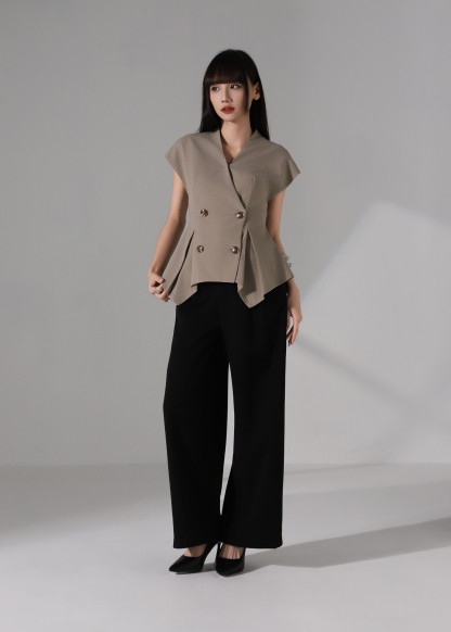 Elegant Tailored Wrap Waist Vest Top AC261