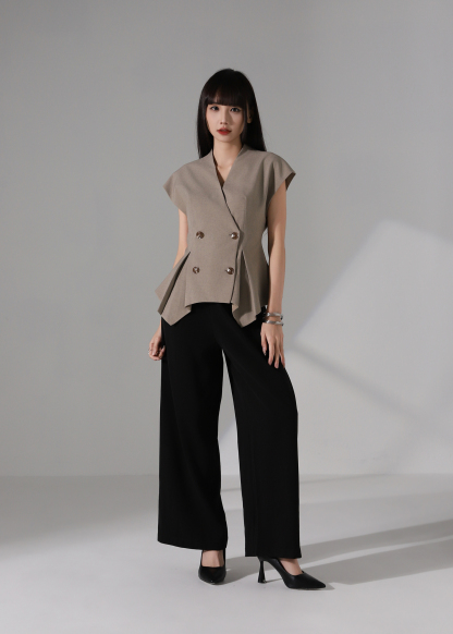 Elegant Tailored Wrap Waist Vest Top AC261