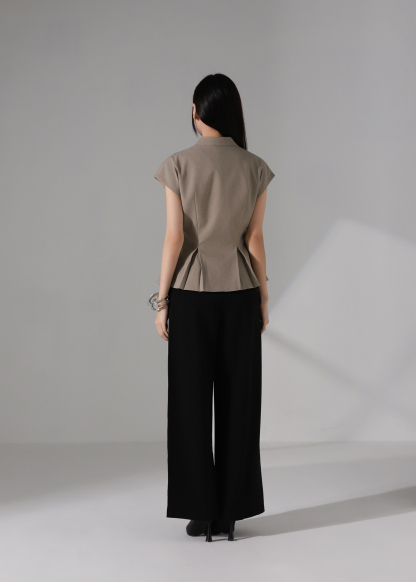 Elegant Tailored Wrap Waist Vest Top AC261