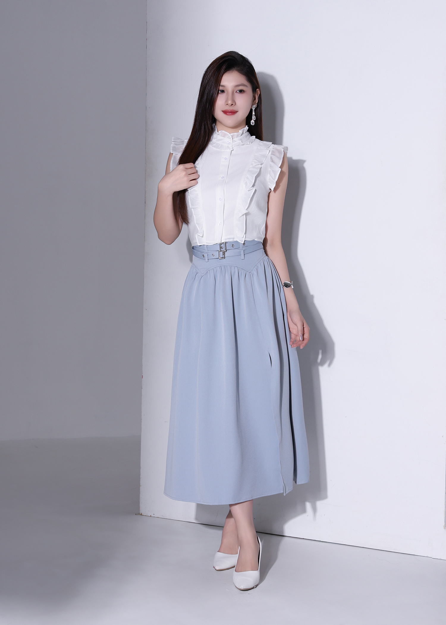 Elegant Ruffle Trim Blouse AC265