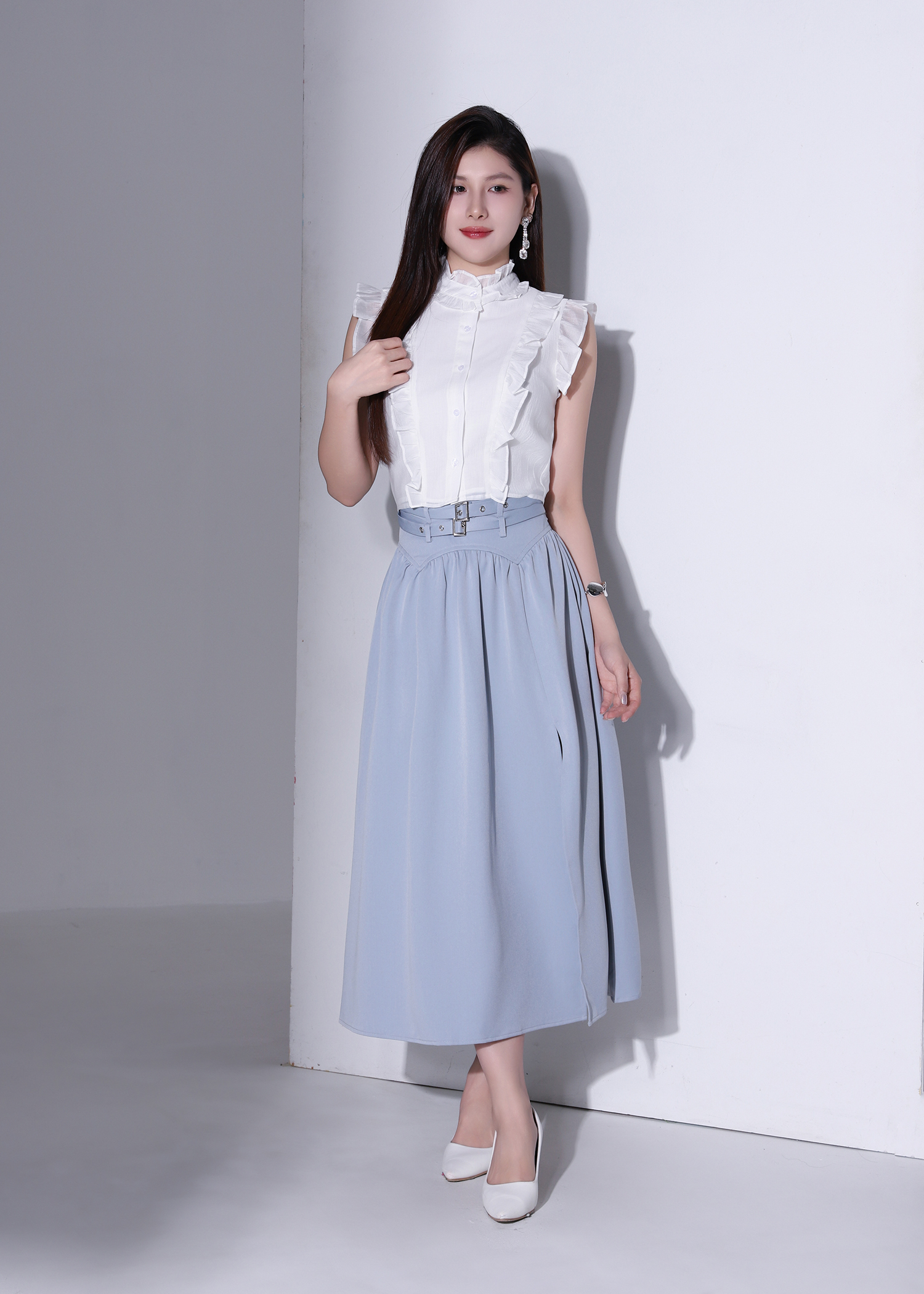 Elegant Ruffle Trim Blouse AC265