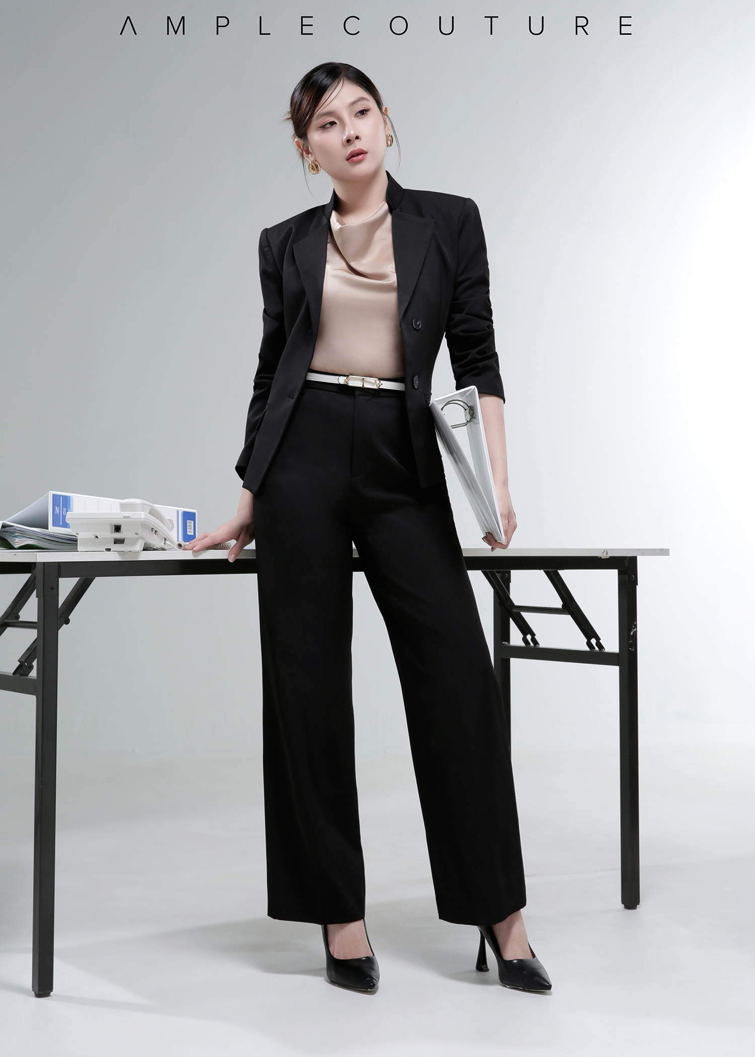 High-Waisted Straight-Leg Long Pants AC238
