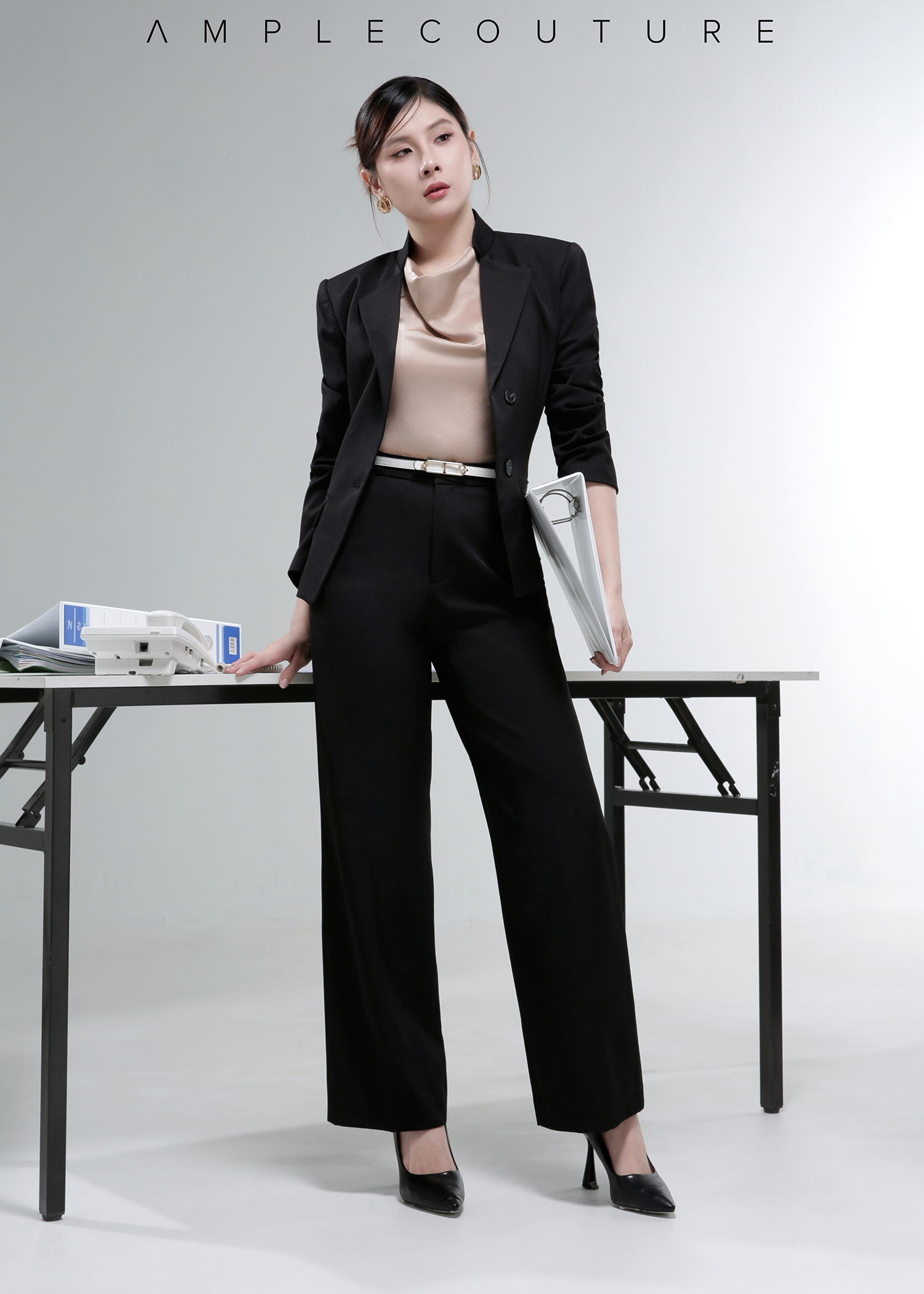 High-Waisted Straight-Leg Long Pants AC238