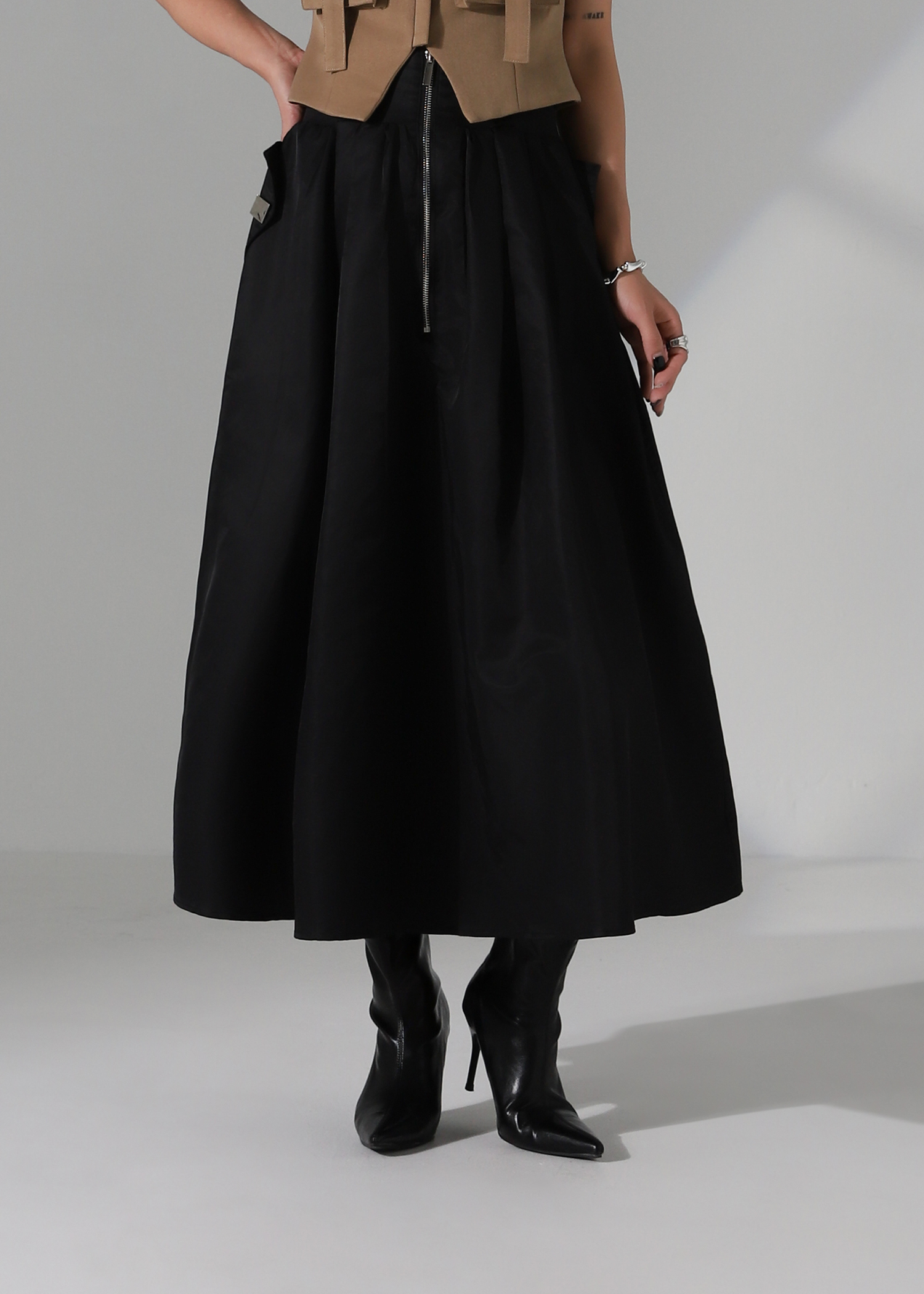 A Line High Waist Front ZIp Skirt AC282 – AMPLE COUTURE