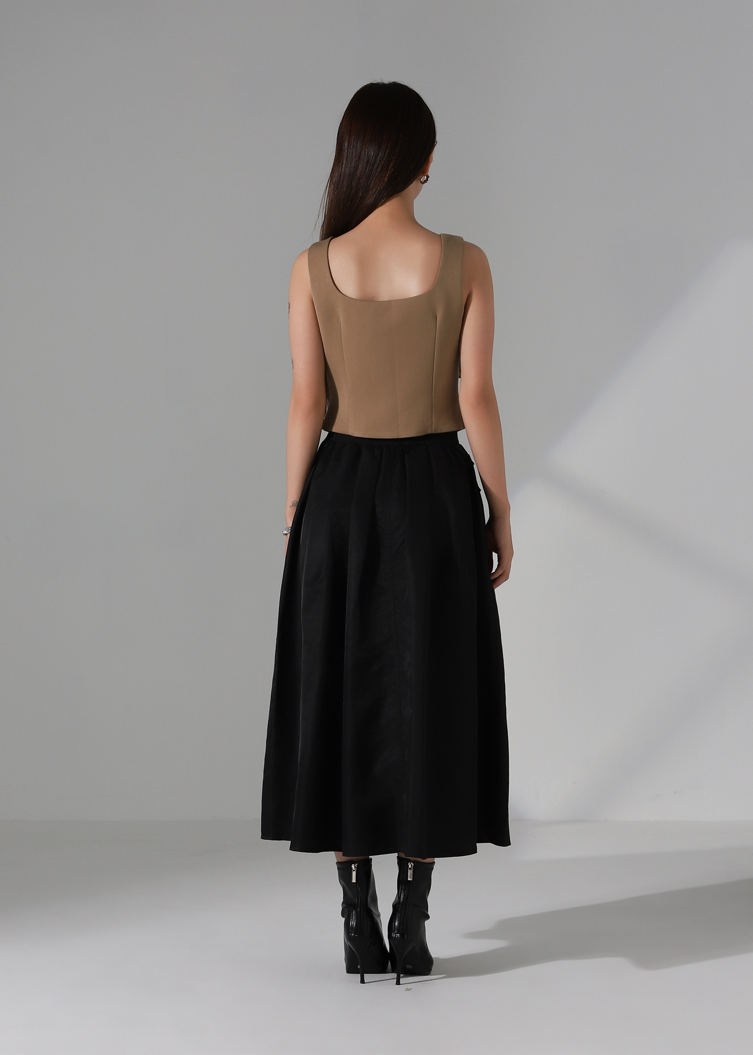 A Line High Waist Front ZIp Skirt AC282