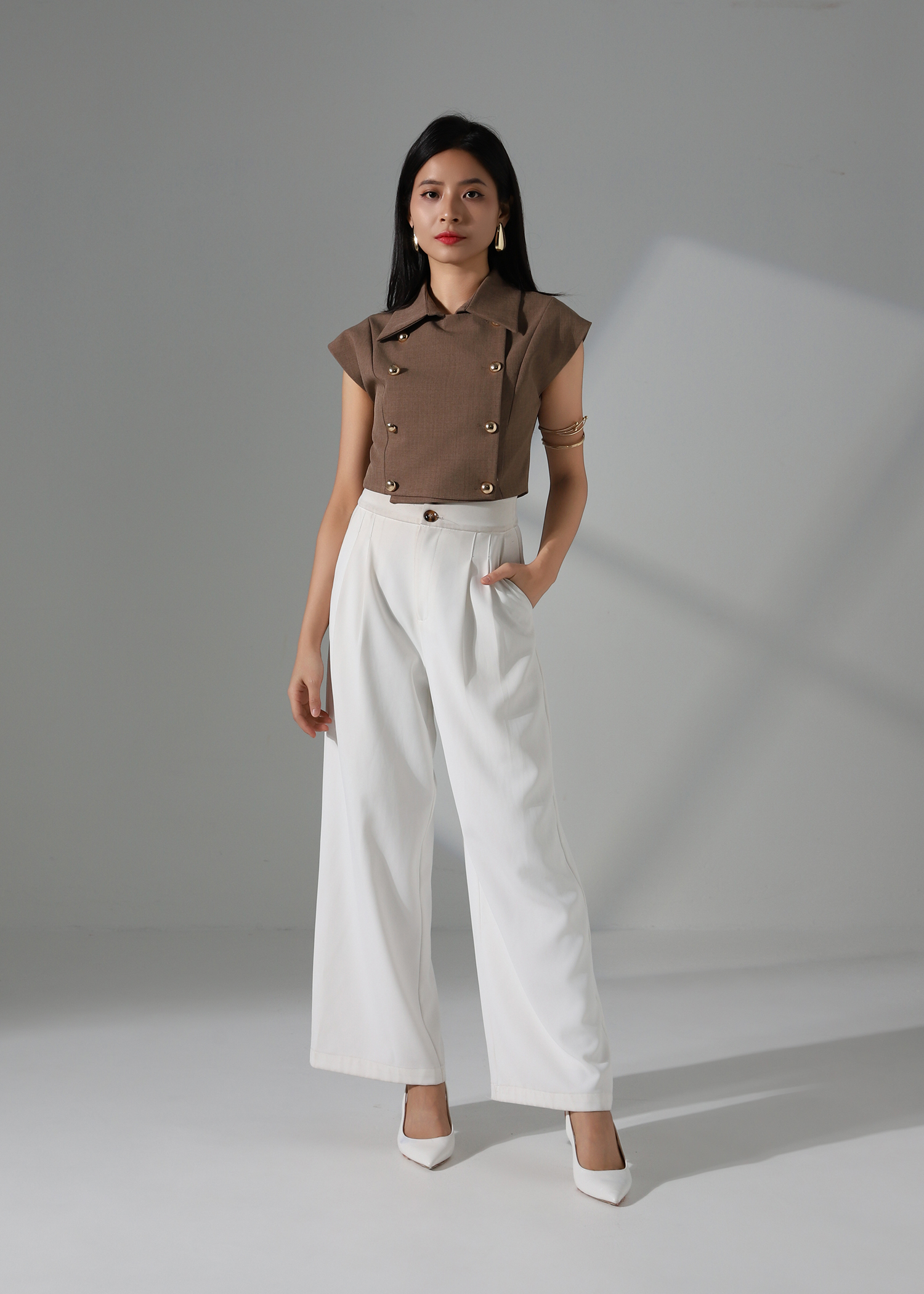 Luxury Cropped Trench Coat AC348