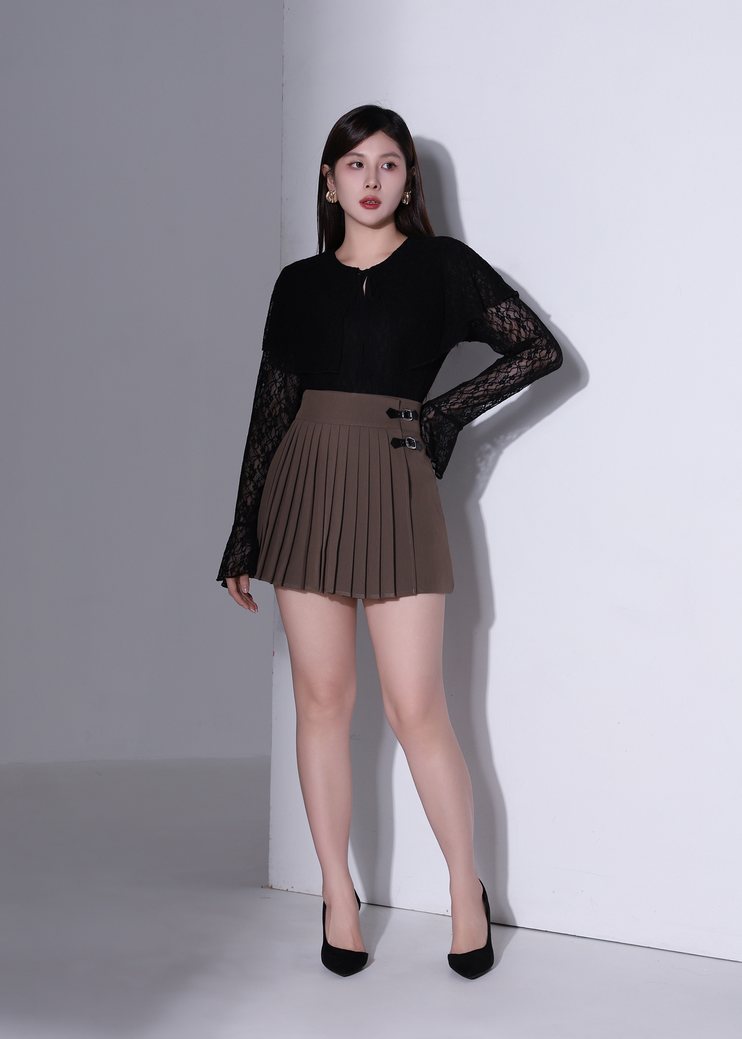 Buckle Detail Pleated Skort AC346