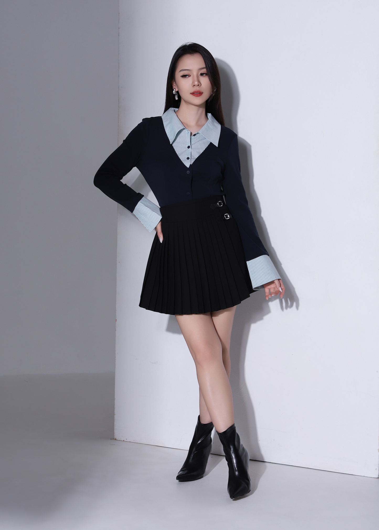 Buckle Detail Pleated Skort AC346