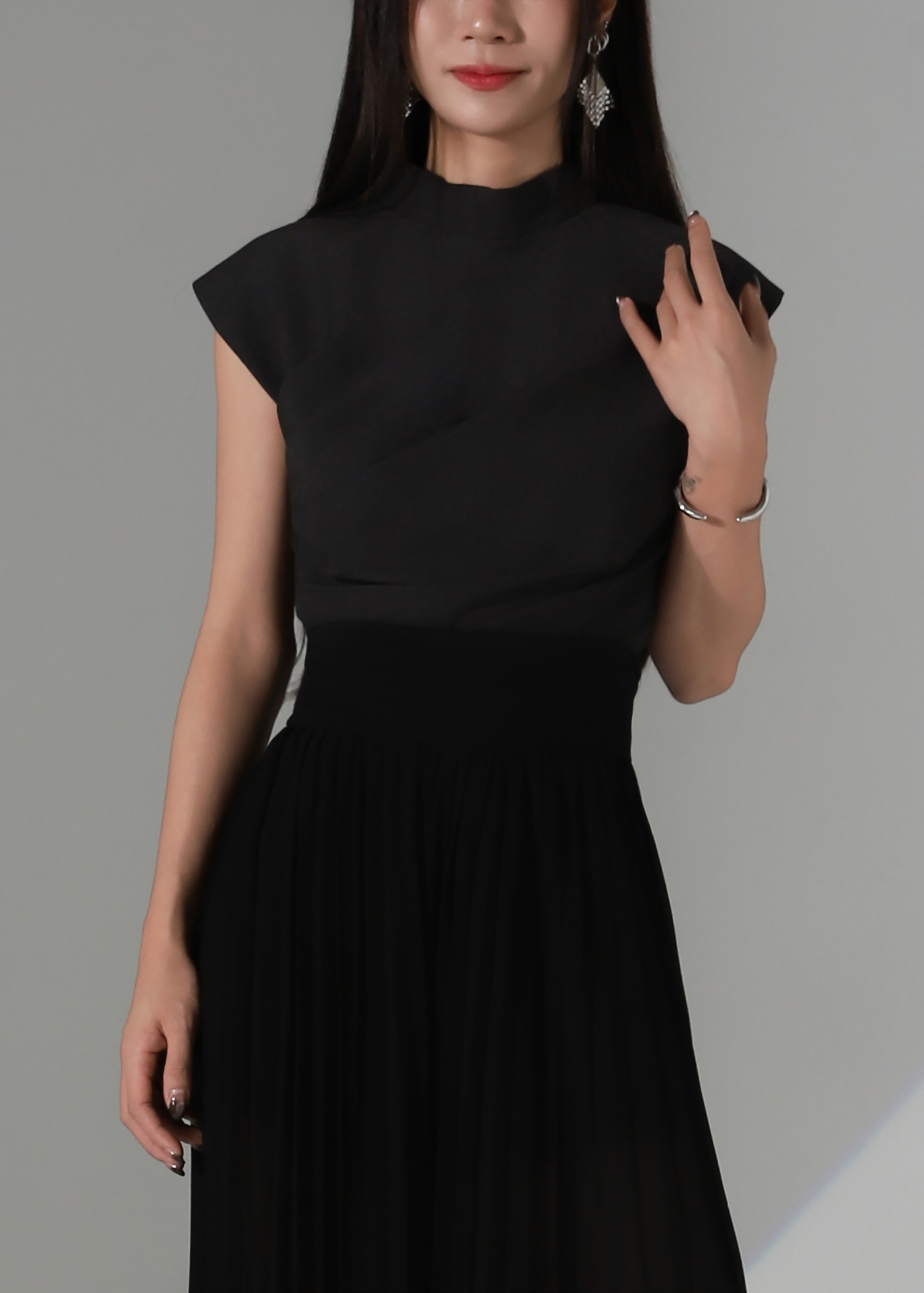 Cap Sleeve Side Pleated Top AC364
