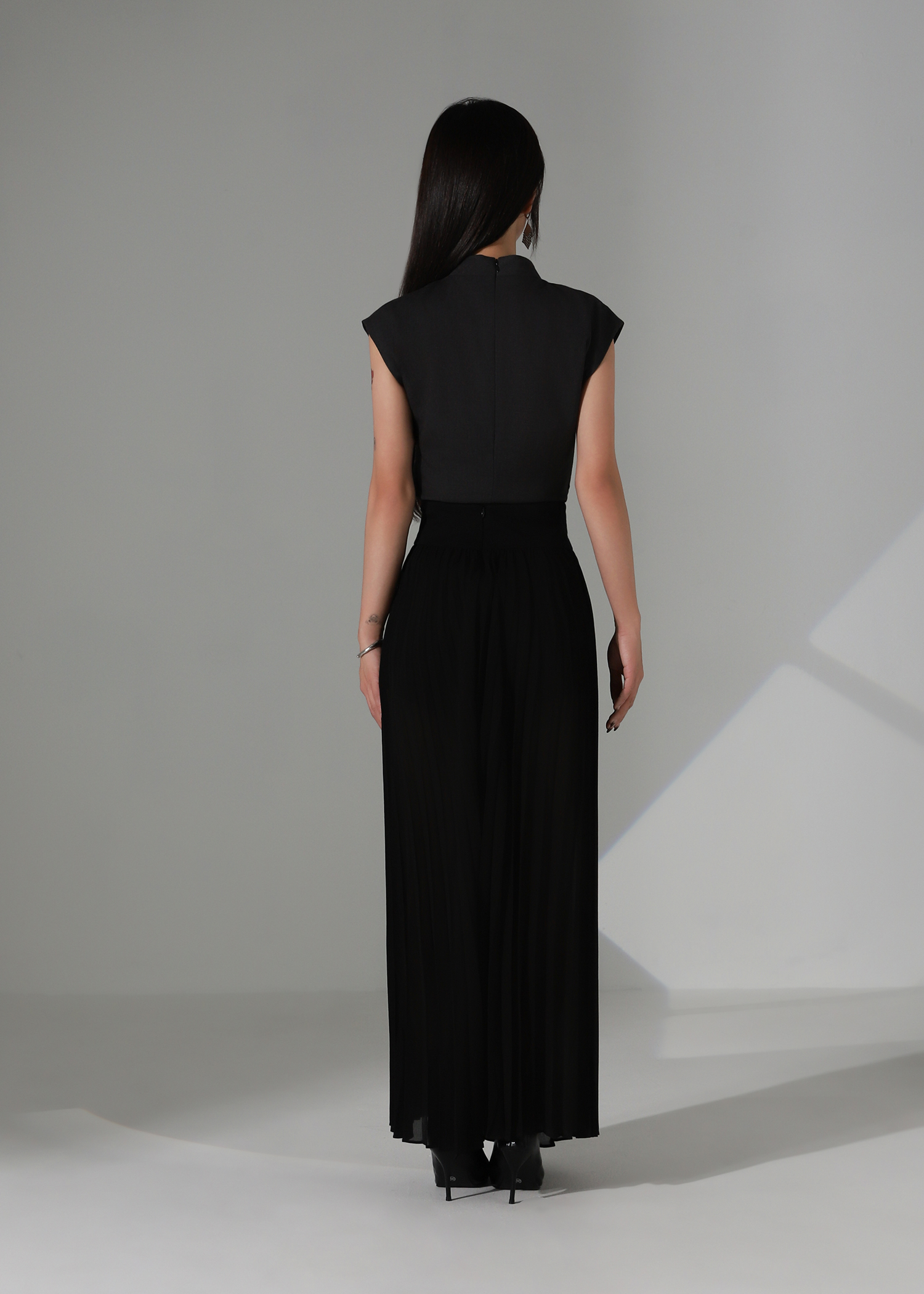 Cap Sleeve Side Pleated Top AC364
