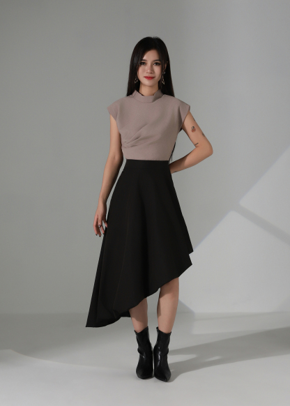 Cap Sleeve Side Pleated Top AC364
