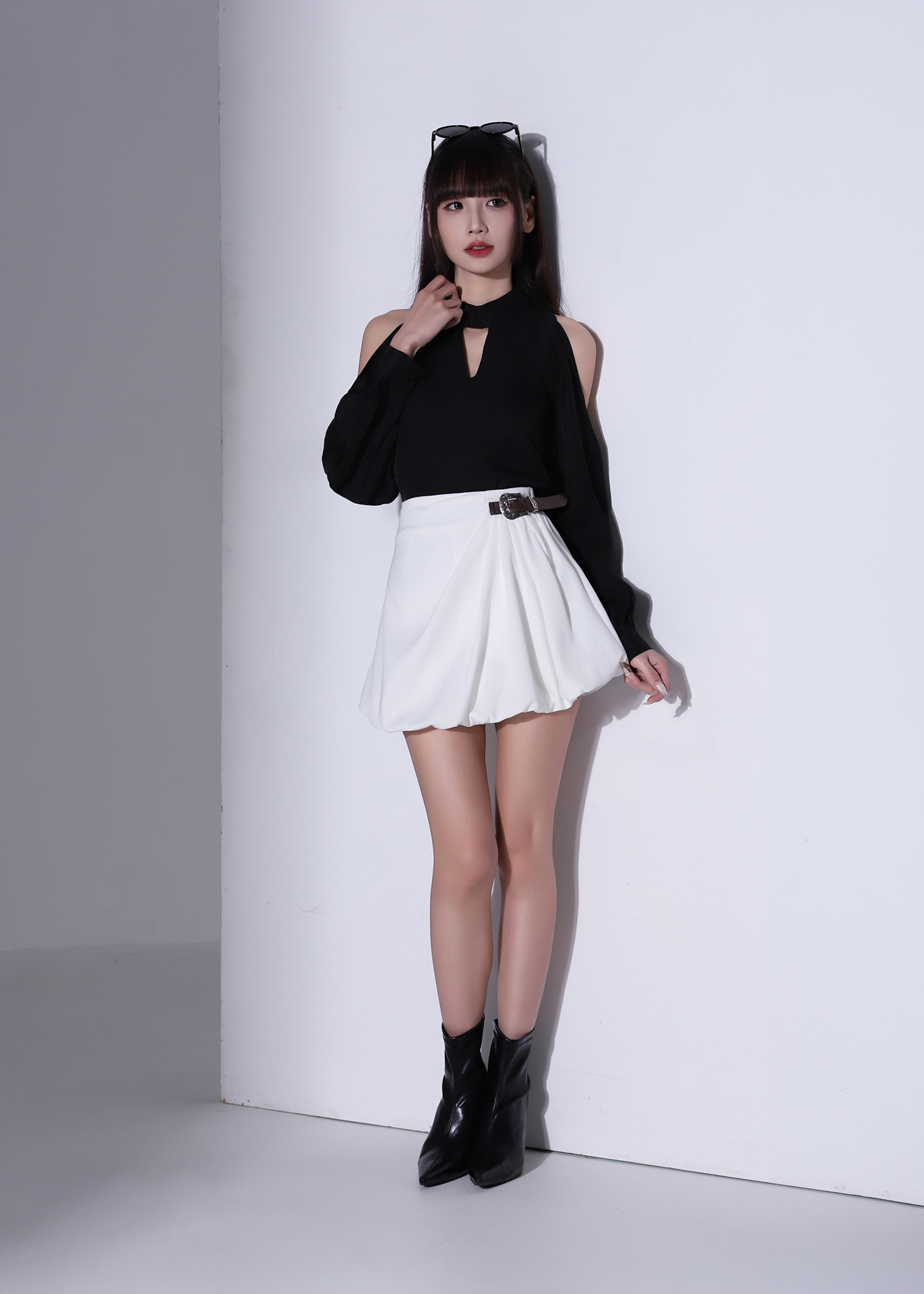 High Neck Cut Out Shoulder Top AC366