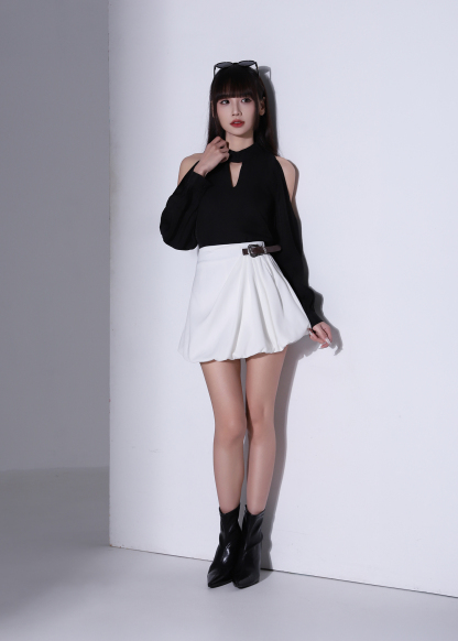 High Neck Cut Out Shoulder Top AC366