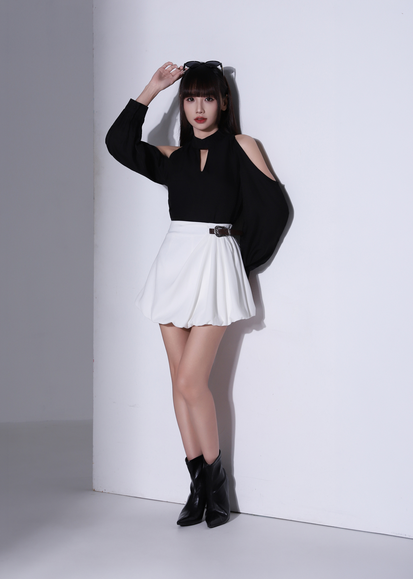 High Neck Cut Out Shoulder Top AC366