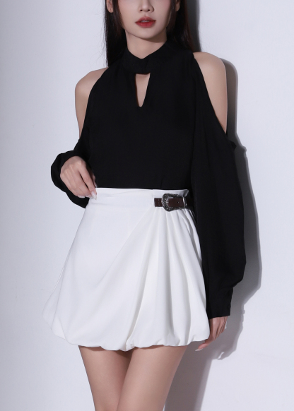 High Neck Cut Out Shoulder Top AC366