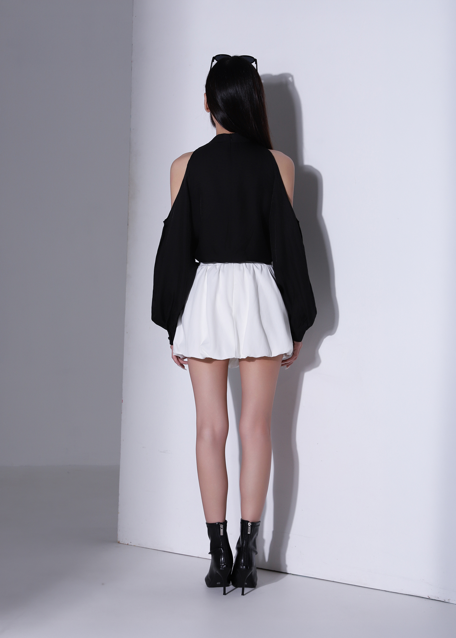 High Neck Cut Out Shoulder Top AC366