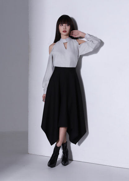 High Neck Cut Out Shoulder Top AC366