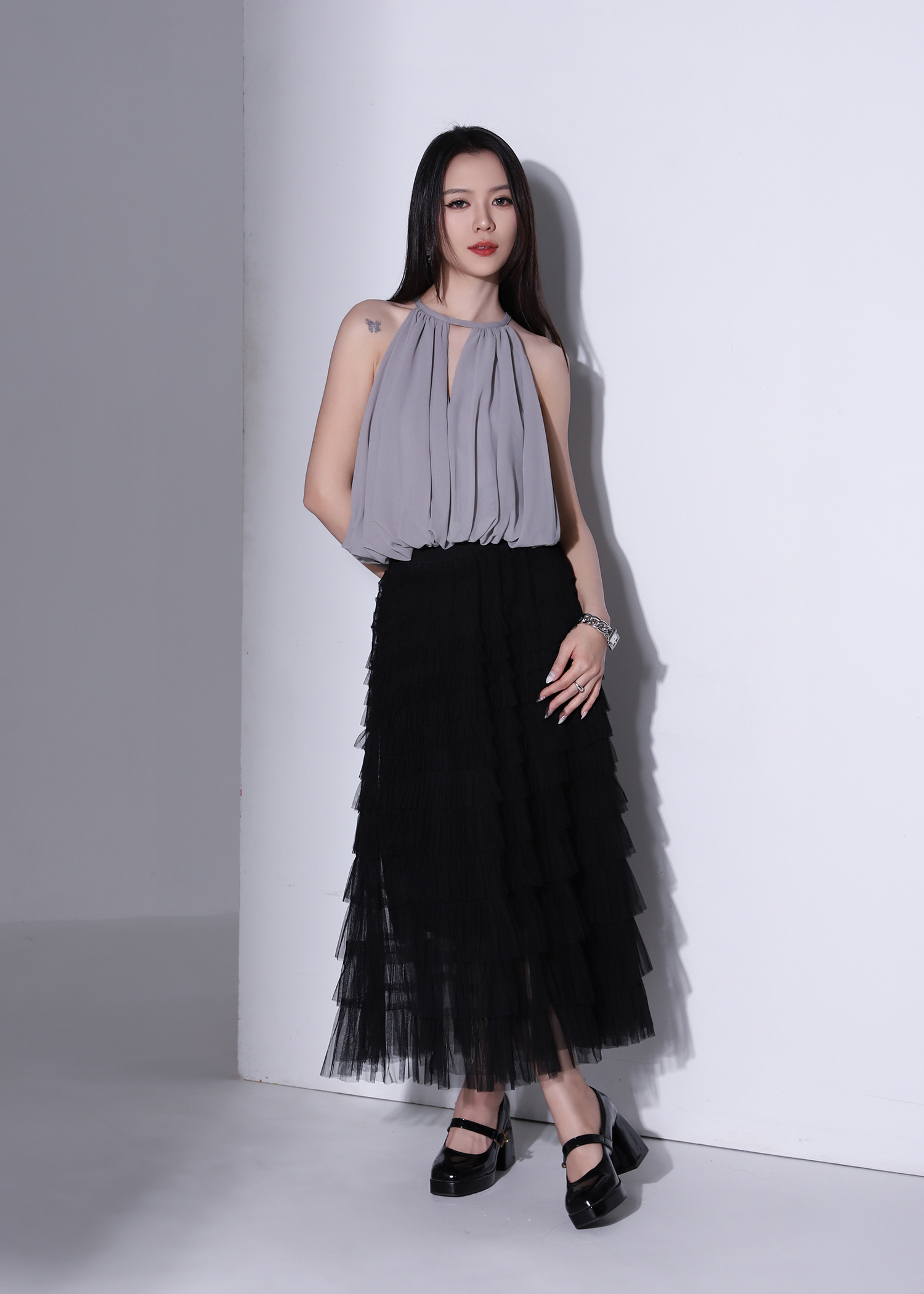 Halter Elegant Balloon Top AC373