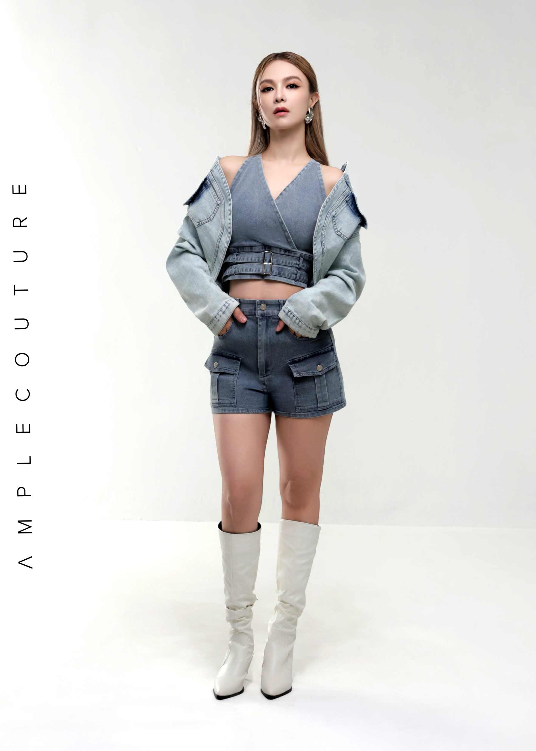 Denim Front Pocket Short Pants AC375