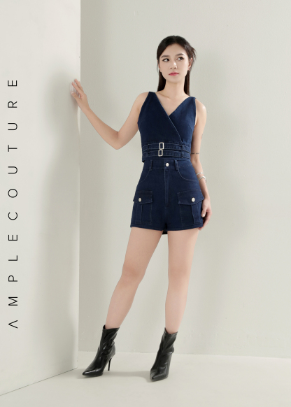 Denim Front Pocket Short Pants AC375