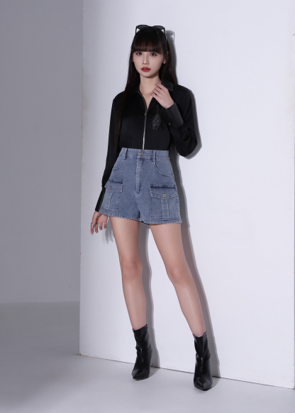 Denim Front Pocket Short Pants AC375
