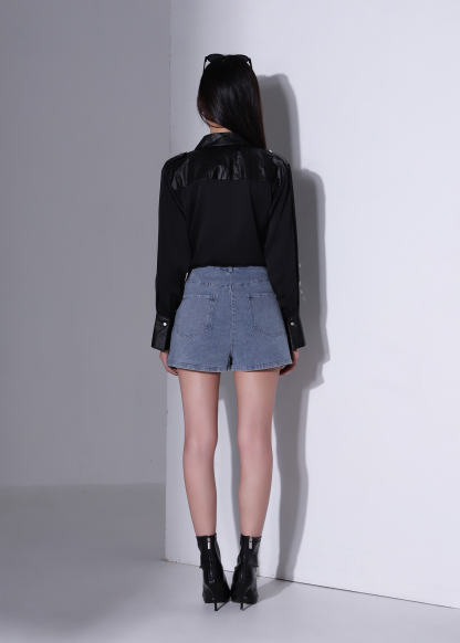 Denim Front Pocket Short Pants AC375