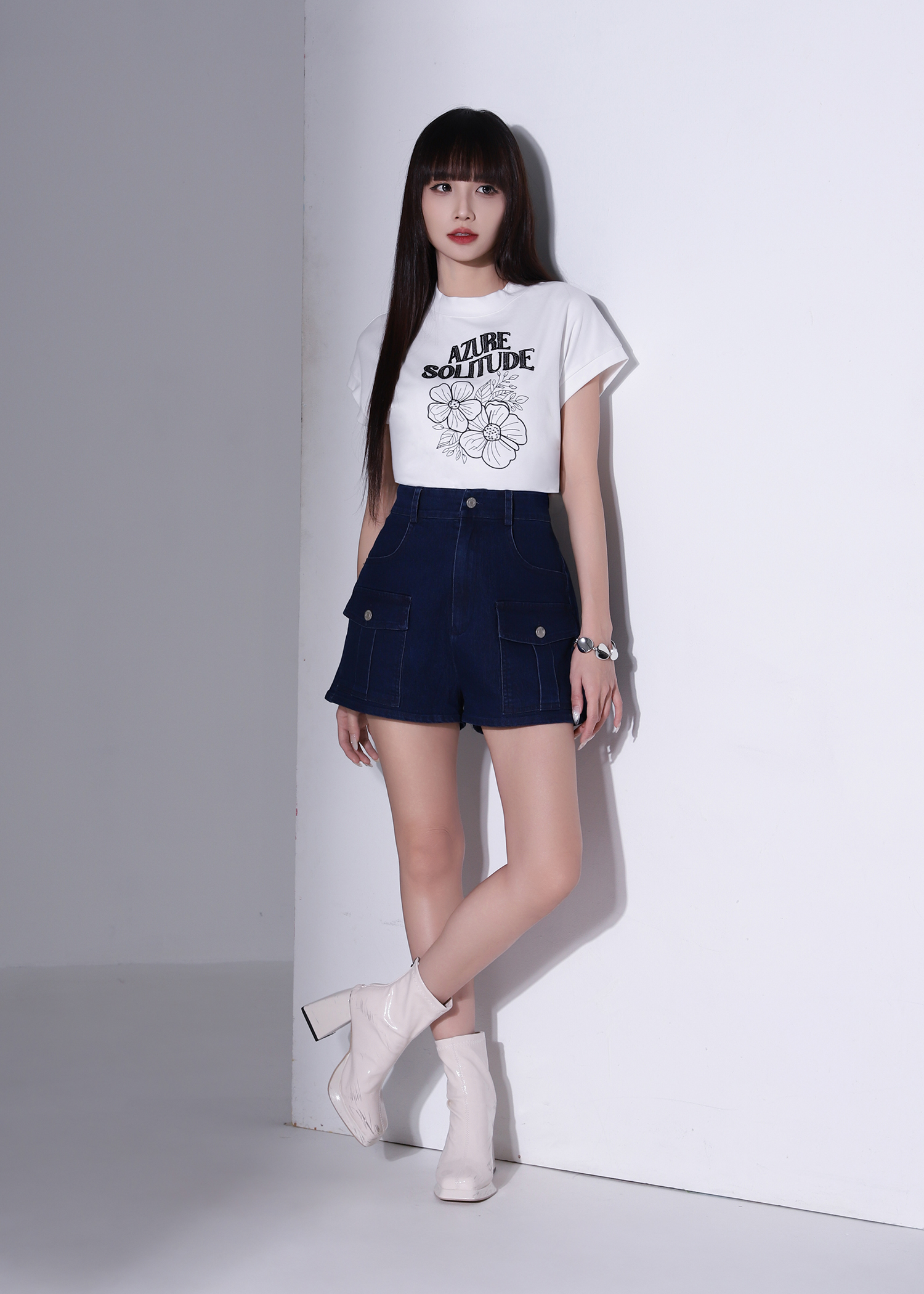 Denim Front Pocket Short Pants AC375
