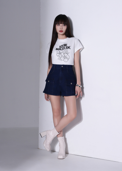 Denim Front Pocket Short Pants AC375