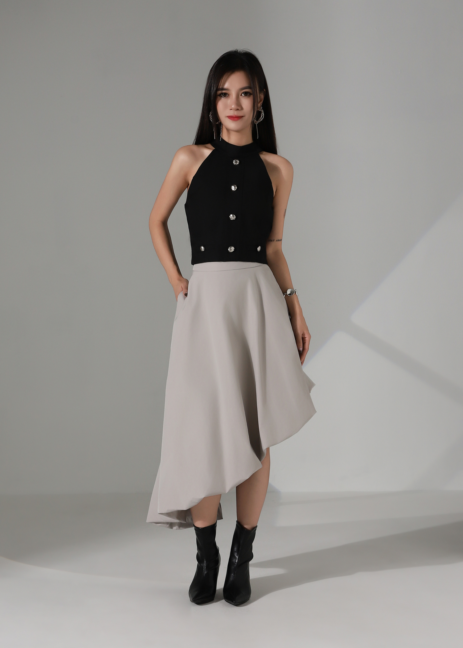 Elegant A-Line Midi Skirt AC356