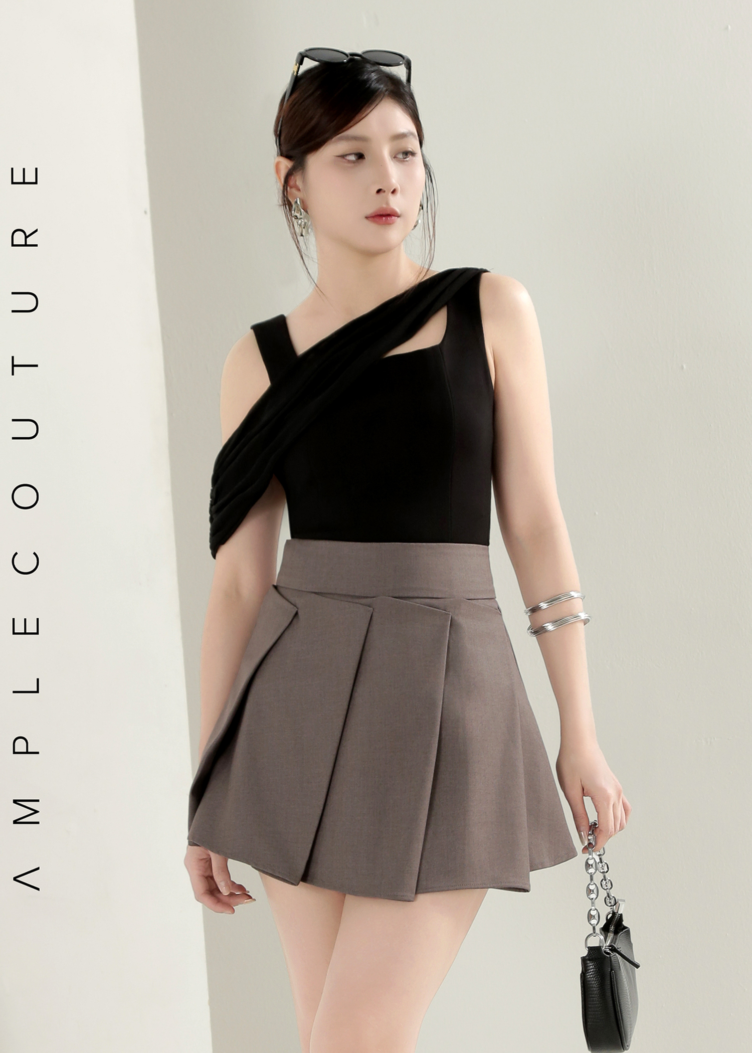 Pleated Flare Mini Skirt AC873
