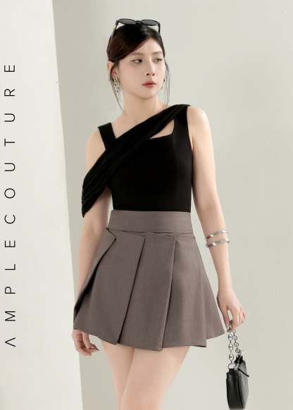 Pleated Flare Mini Skirt AC873