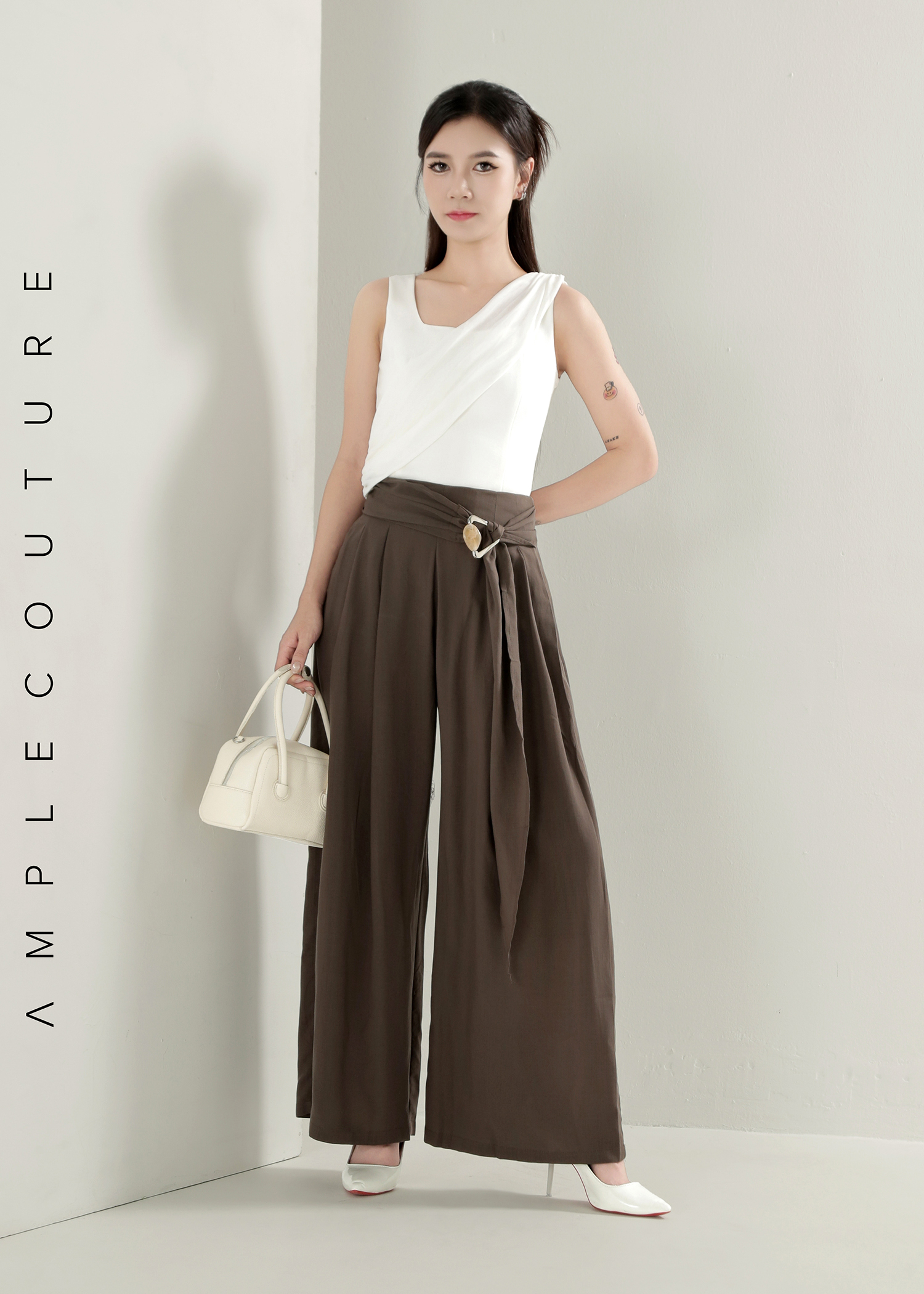 Draped Wide Leg Maxi With Belt Long Pant DJ275