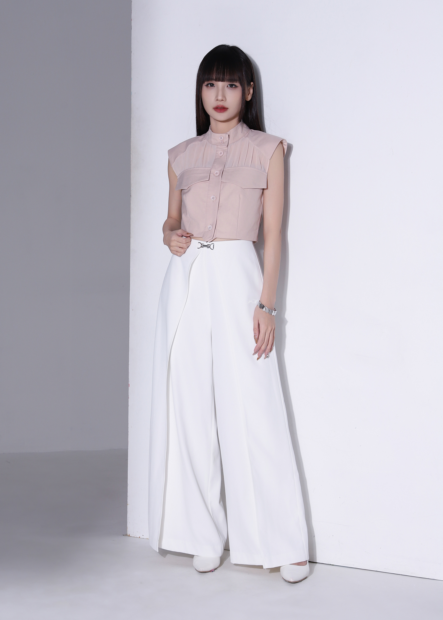 Sheer Mock Neck Top AC386