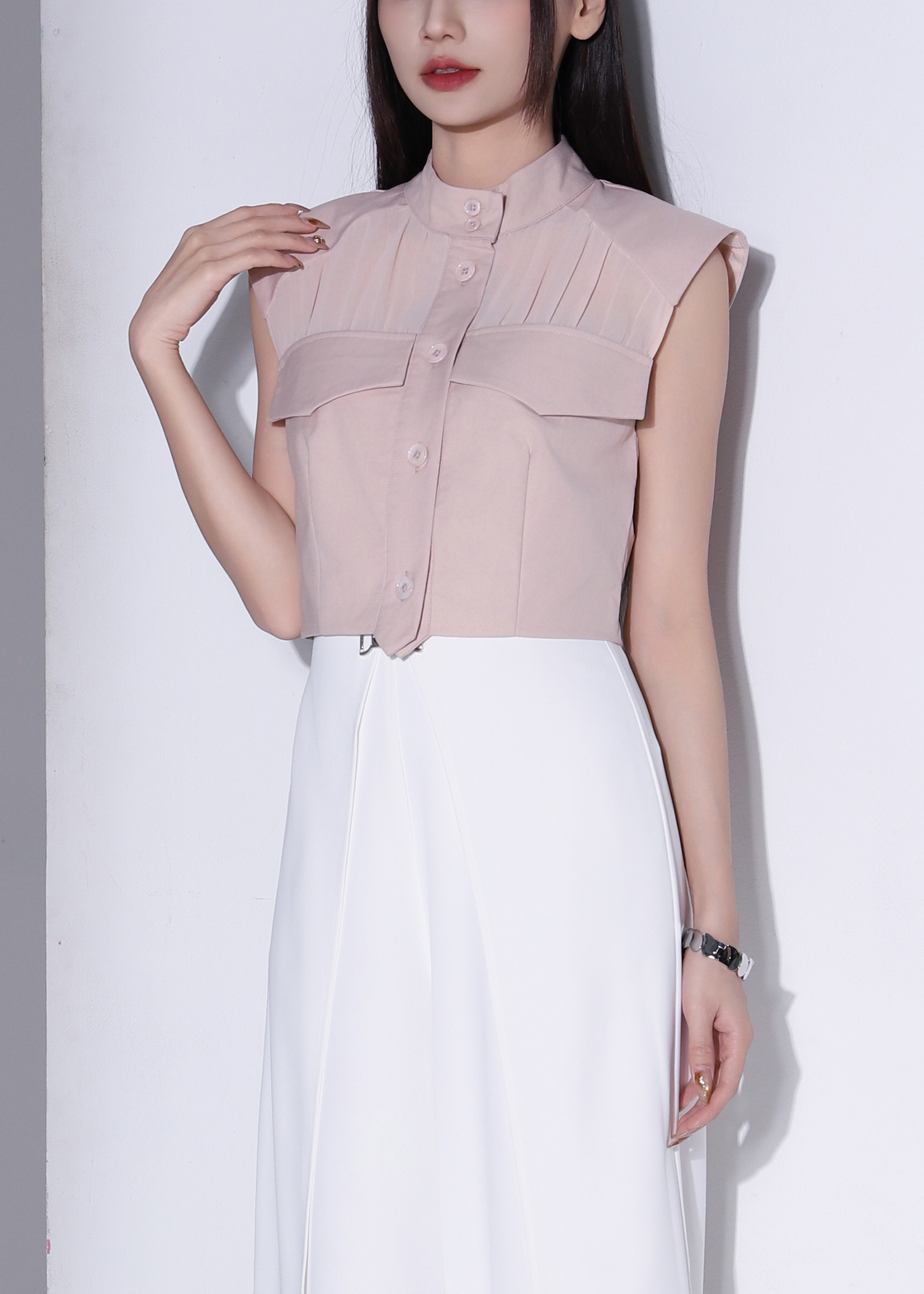 Sheer Mock Neck Top AC386