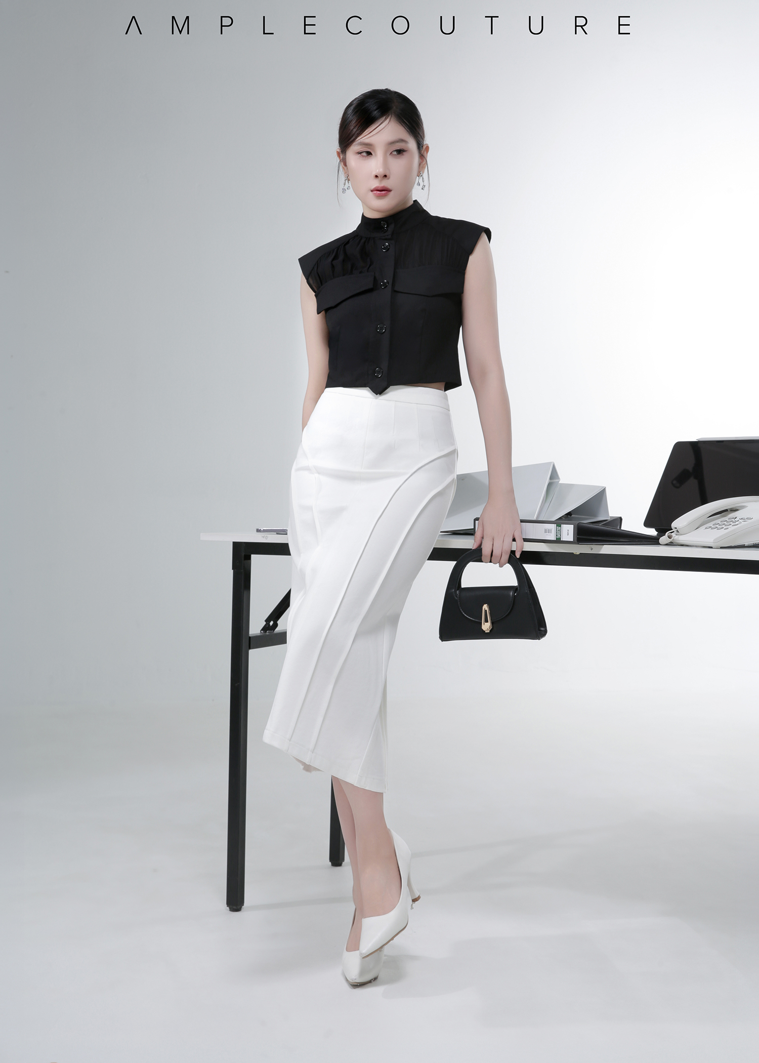 Sheer Mock Neck Top AC386