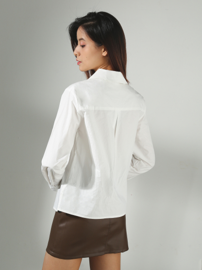 Long Sleeve Front Decorative Pocket Top AC401 (SPO)