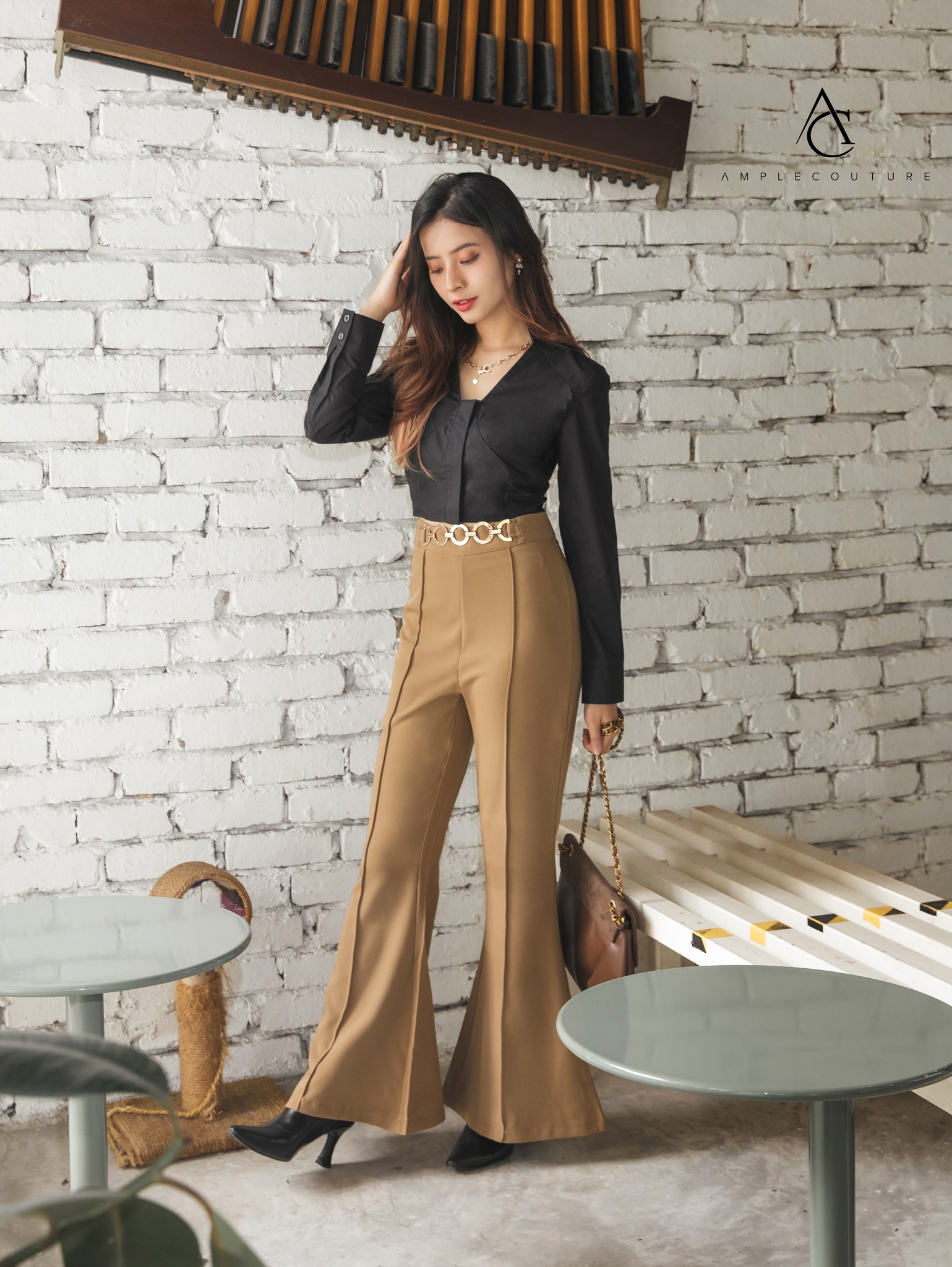 Waist Decorative Belt Long Pants 32809