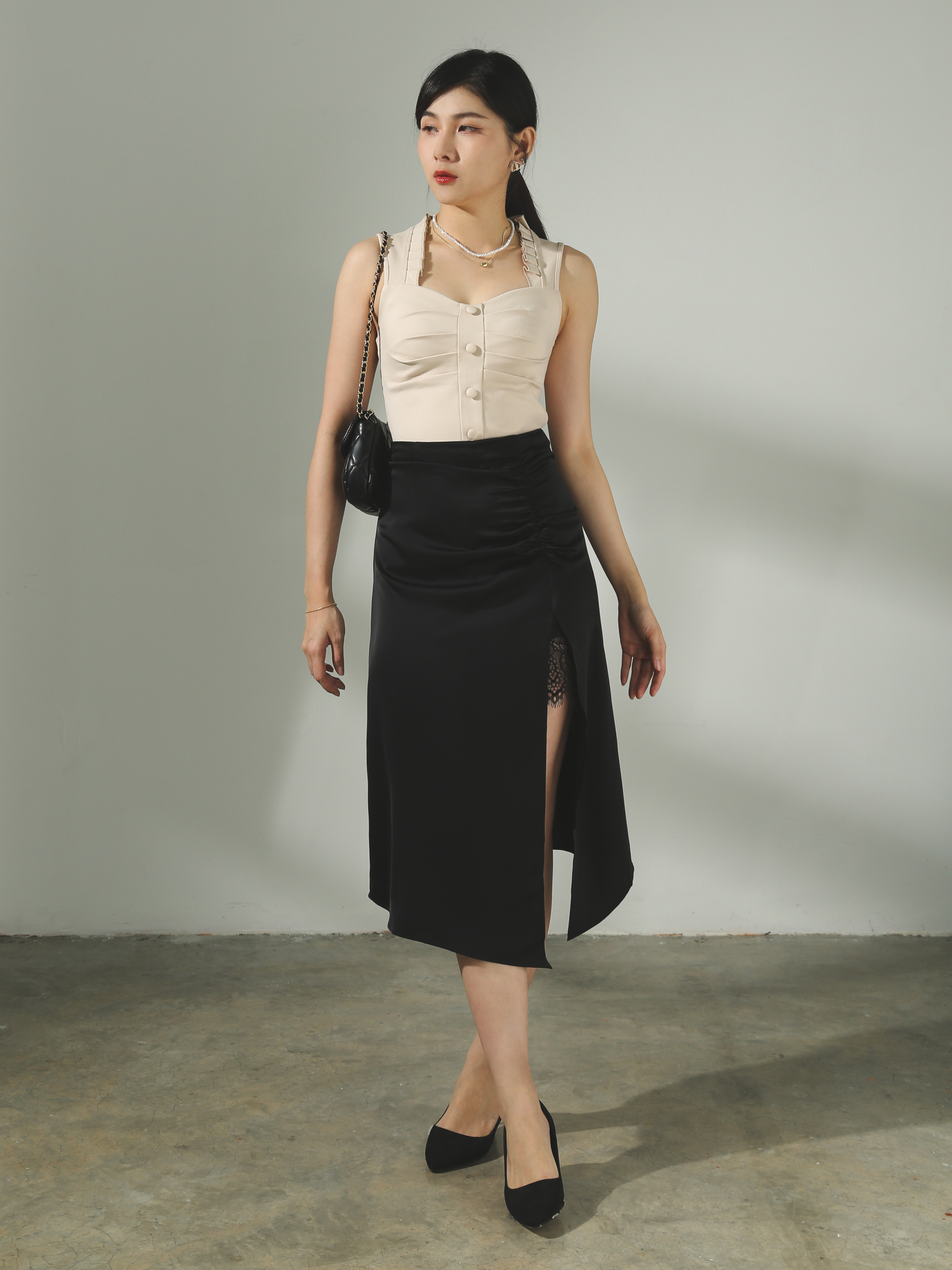 High Waist Side Split With Lace Skirt AC403 (SPO)