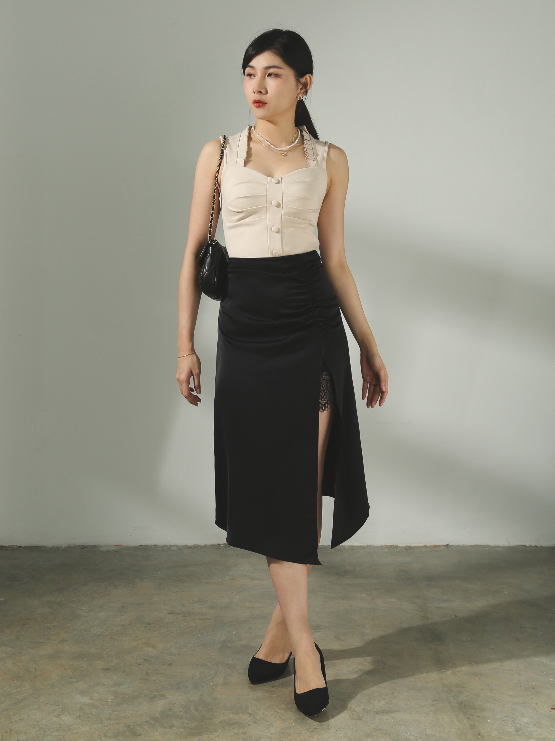 High Waist Side Split With Lace Skirt AC403 (SPO)