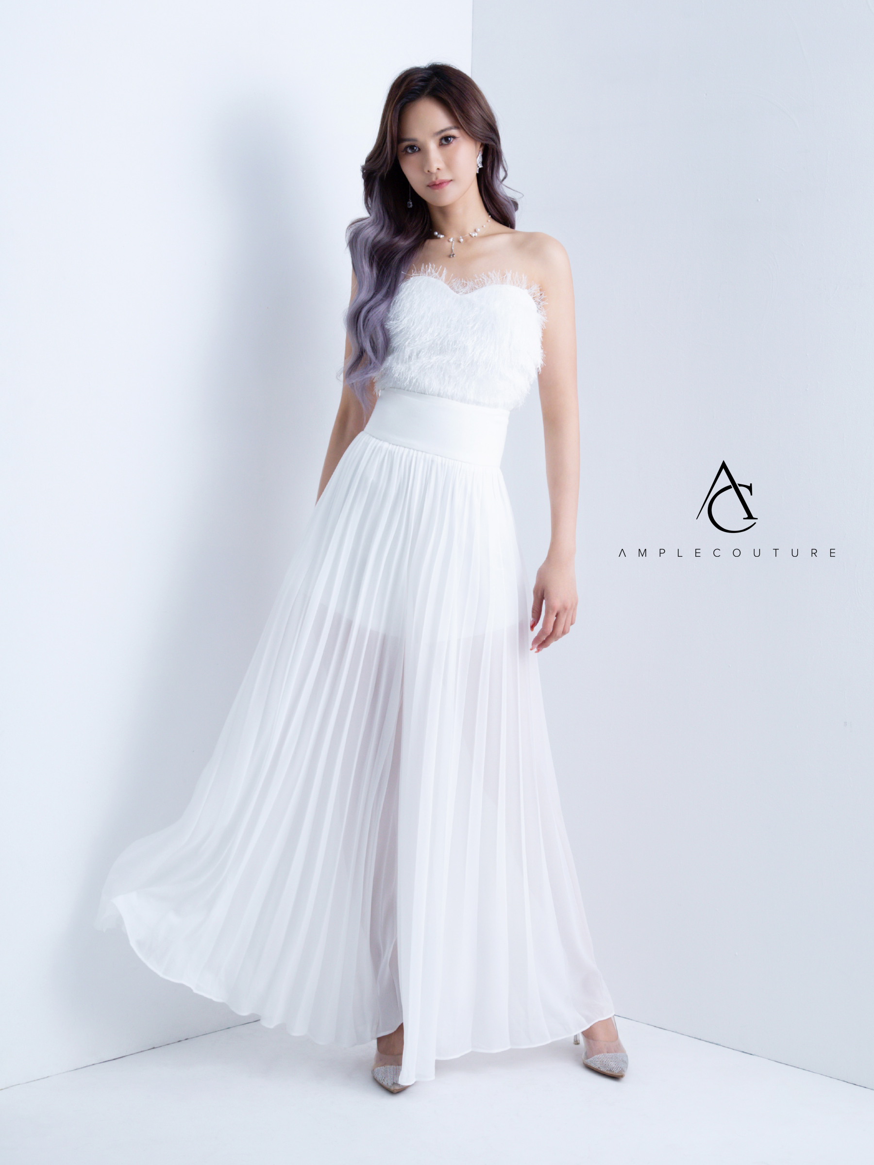 High Waist Pleated Long Skirt AC417