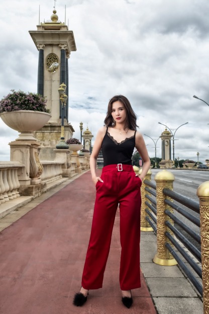 High Waist Side Pocket With Decorative Belt Long Pants AC406 (SO)