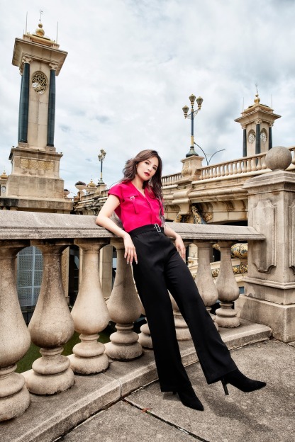 Cap Sleeve Collar V Neck Top AC409 (SO)