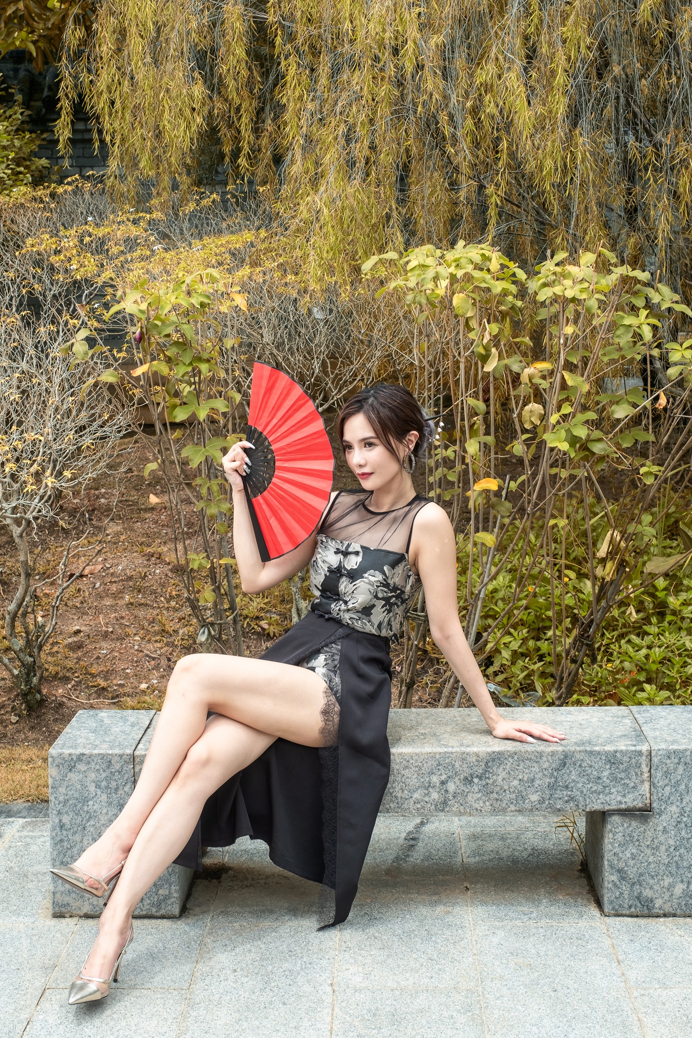 [PREORDER]High Waist Side Split With Lace Skirt AC412 (SPO)