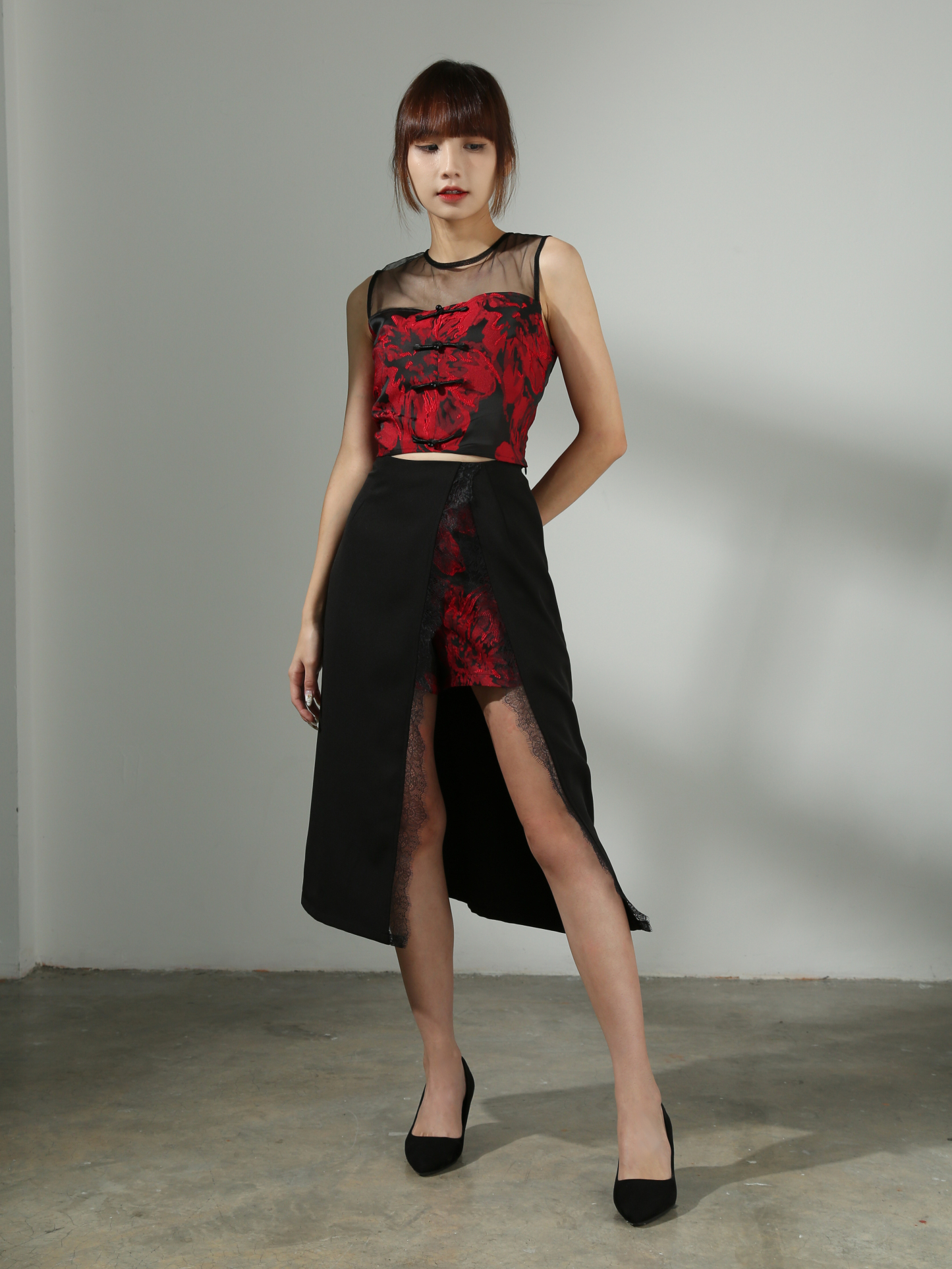 [PREORDER]Sleeveless Cheongsam Floral Top AC411 (SPO)