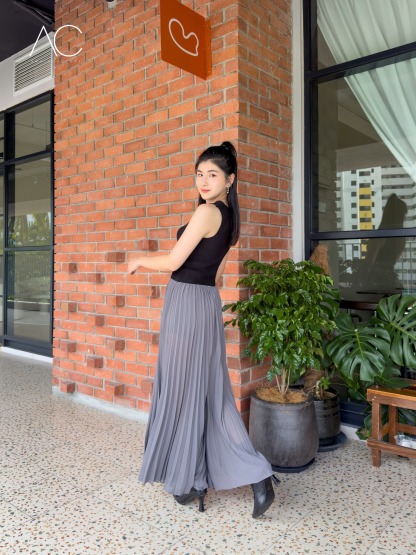 High Waist Pleated Long Pants AC417