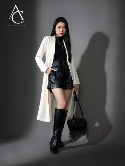 Front Button With Belt Long Sleeve Jacket AC426