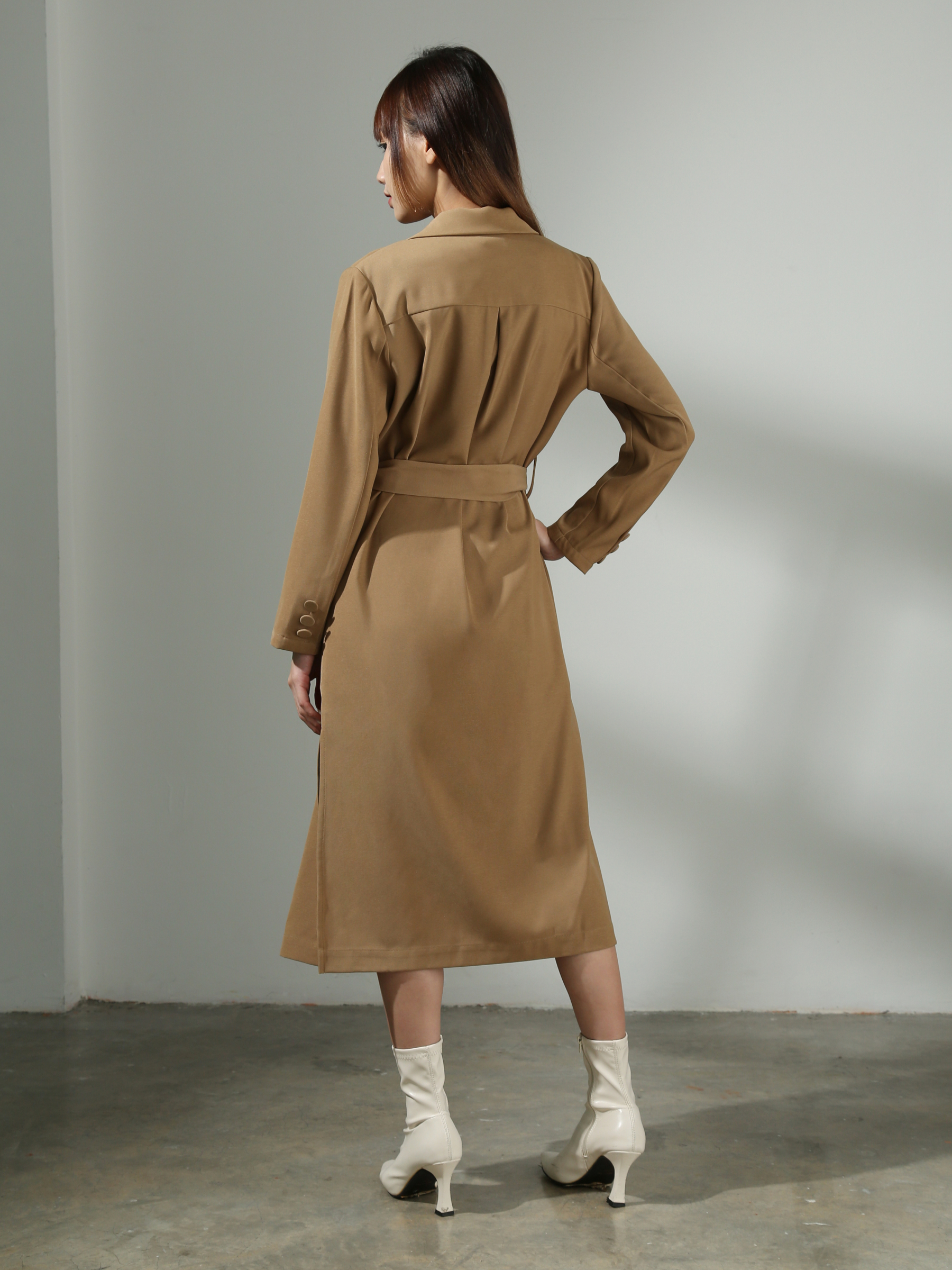[PREORDER] Front Button With Belt Long Sleeve Dress AC426